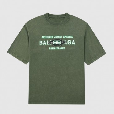발렌시아가 남성 크루넥 그린 반팔티 - Mens Green Tshirts 
