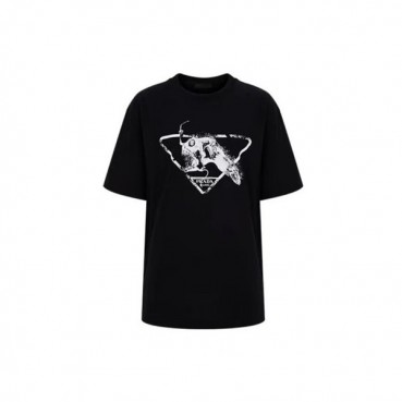 프라다 남성 블랙 크루넥 반팔티 - Mens Black Tshirts 