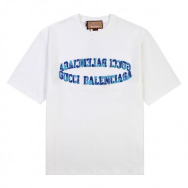 구찌 남성 크루넥 화이트 반팔티 - Mens White Tshirts 