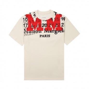 메종마르지엘라 남/녀 크루넥 아이보리 반팔티 - Unisex Ivory Tshirts 