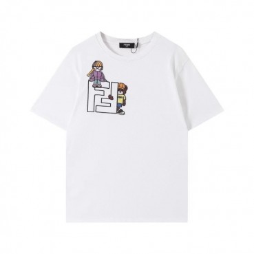 펜디 남/녀 크루넥 화이트 반팔티 - Unisex White Tshirts 