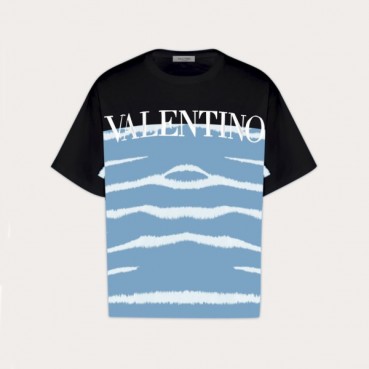 발렌티노 남성 블랙 크루넥 반팔티 - Mens Black Tshirts 