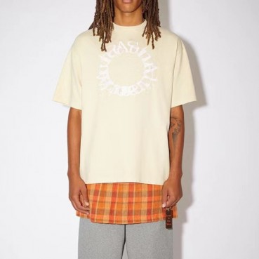아크네 남/녀 아이보리 크루넥 반팔티 - Unisex Ivory Tshirts 