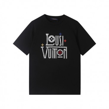 루이비통 남성 블랙 크루넥 반팔티 - Mens Black Tshirts 