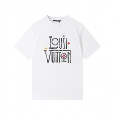 루이비통 남성 화이트 크루넥 반팔티 - Mens White Tshirts 