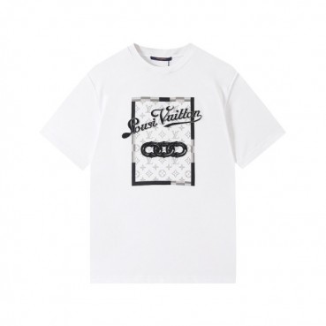 루이비통 남성 화이트 크루넥 반팔티 - Mens White Tshirts 