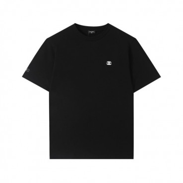 샤넬 남/녀 크루넥 블랙 반팔티 - Unisex Black Tshirts 