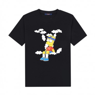 루이비통 남성 블랙 크루넥 반팔티 - Mens Black Tshirts 