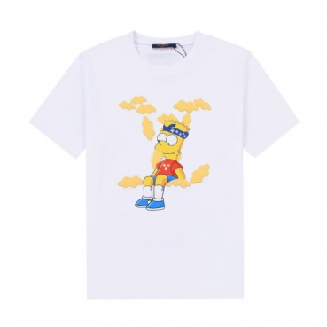 루이비통 남성 화이트 크루넥 반팔티 - Mens White Tshirts 