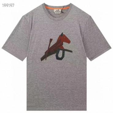 에르메스 남자 그레이 크루넥 반팔티 - Mens Gray Tshirts 