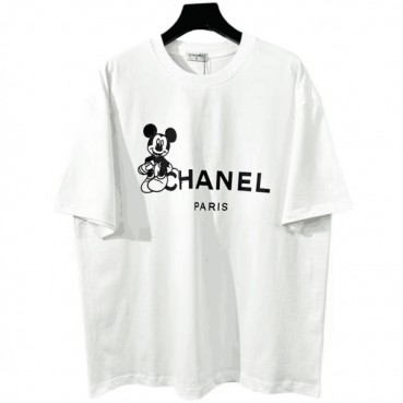 샤넬 남/녀 크루넥 화이트 반팔티 - Unisex White Tshirts 