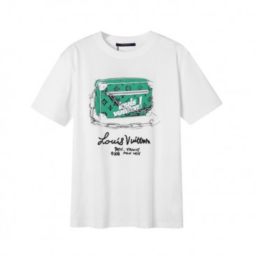 루이비통 남성 화이트 크루넥 반팔티 - Mens White Tshirts 