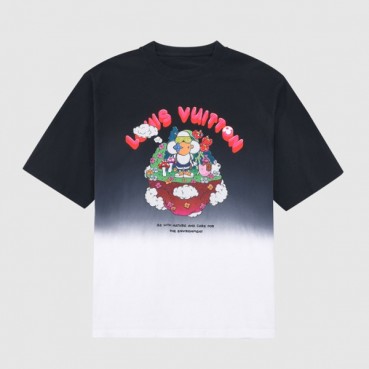 루이비통 남성 블랙 크루넥 반팔티 - Mens Black Tshirts 