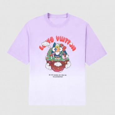 루이비통 남성 퍼플 크루넥 반팔티 - Mens Purple Tshirts 