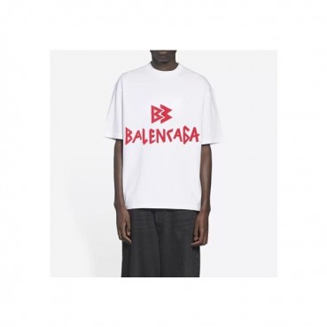 발렌시아가 남성 화이트 크루넥 반팔티 - Mens White Tshirts 