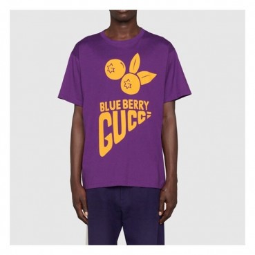 구찌 남성 크루넥 퍼플 반팔티 - Mens Purple Tshirts 