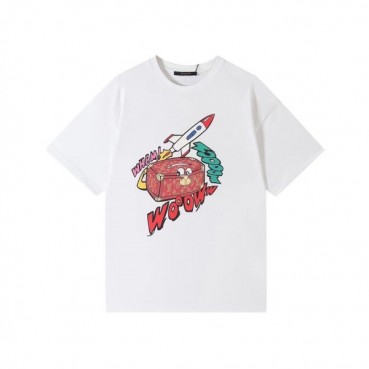 루이비통 남성 화이트 크루넥 반팔티 - Mens White Tshirts 