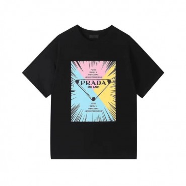 프라다 남성 블랙 크루넥 반팔티 - Mens Black Tshirts 
