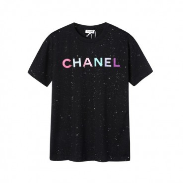 샤넬 남/녀 크루넥 블랙 반팔티 - Unisex Black Tshirts 