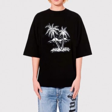 팜 엔젤스 남자 크루넥 블랙 반팔티 - Mens Black Tshirts 
