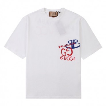 구찌 남성 크루넥 화이트 반팔티 - Mens White Tshirts 