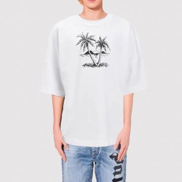 팜 엔젤스 남자 크루넥 화이트 반팔티 - Mens White Tshirts 