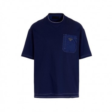 프라다 남성 블랙 크루넥 반팔티 - Mens Black Tshirts 