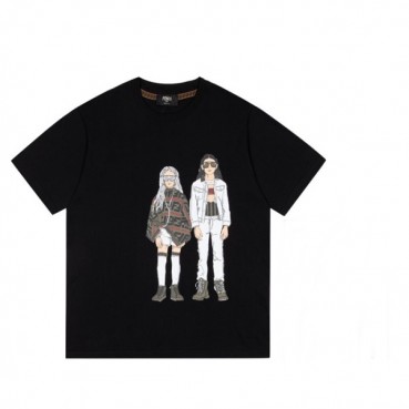 펜디 남/녀 크루넥 블랙 반팔티 - Unisex Black Tshirts 