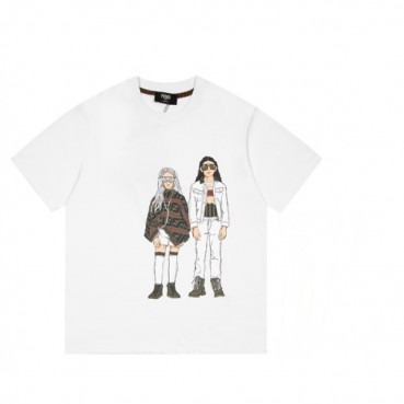 펜디 남/녀 크루넥 화이트 반팔티 - Unisex White Tshirts 