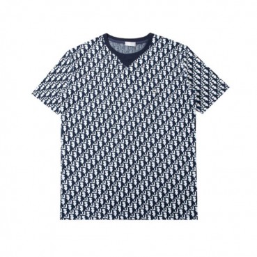 디올 남성 크루넥 네이비 반팔티 - Mens Navy Tshirts 