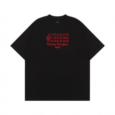 메종마르지엘라 남/녀 크루넥 블랙 반팔티 - Unisex Black Tshirts 
