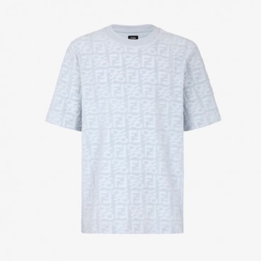 펜디 남성 크루넥 블루 반필티 - Mens Blue Tshirts 