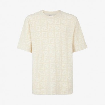 펜디 남성 크루넥 베이지 반필티 - Mens Beige Tshirts 