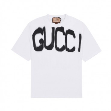 구찌 남성 크루넥 화이트 반팔티 - Mens White Tshirts 