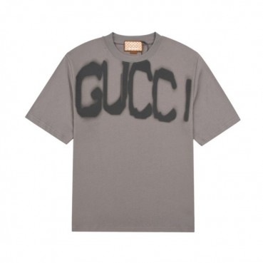 구찌 남성 크루넥 그레이 반팔티 - Mens Gray Tshirts 