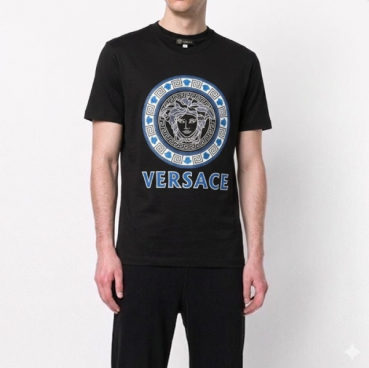 베르사체 남성 블랙 크루넥 반팔티 - Mens Black Tshirts 