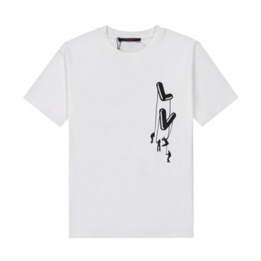 루이비통 남성 화이트 크루넥 반팔티 - Mens White Tshirts 
