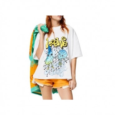 로에베 남성 이니셜 화이트 반팔티 - Mens White Tshirts 