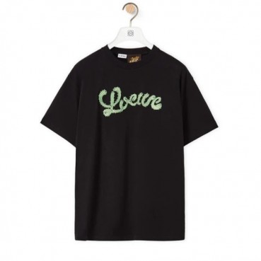 로에베 남성 이니셜 블랙 반팔티 - Mens Black Tshirts 