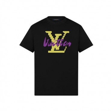루이비통 남성 블랙 크루넥 반팔티 - Mens Black Tshirts 