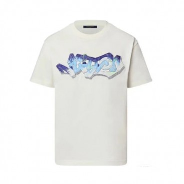 루이비통 남성 화이트 크루넥 반팔티 - Mens White Tshirts 