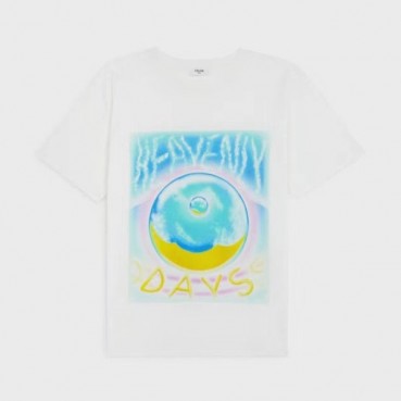 셀린느 남성 크루넥 화이트 반팔티 - Mens White Tshirts 