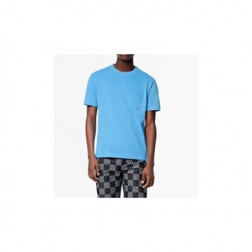 루이비통 남성 블루 크루넥 반팔티 - Mens  Blue Tshirts 