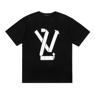 루이비통 남성 블랙 크루넥 반팔티 - Mens Black Tshirts 