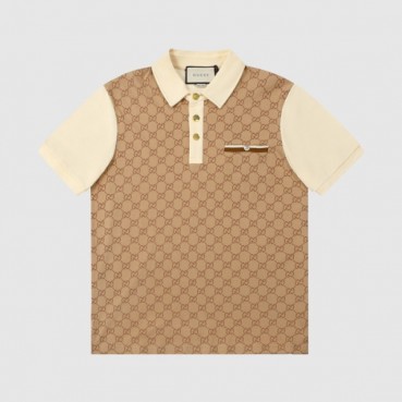 구찌 남성 카멜 폴로 반팔티 - Mens Camel Tshirts 