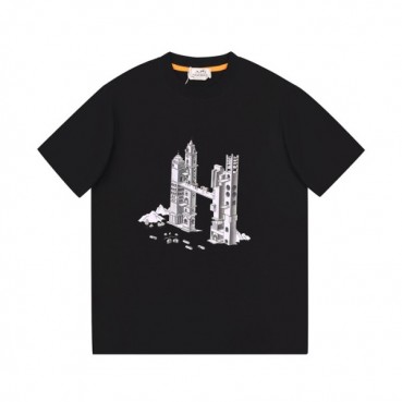 에르메스 남자 블랙 크루넥 반팔티 - Mens Black Tshirts 