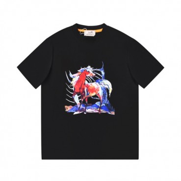 에르메스 남자 블랙 크루넥 반팔티 - Mens Black Tshirts 