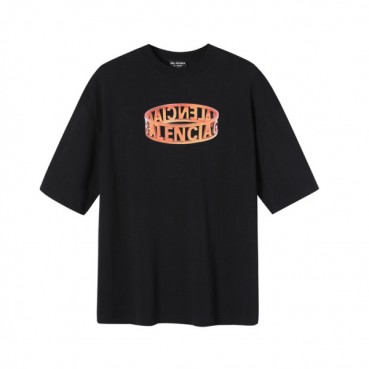 발렌시아가 남성 크루넥 블랙 반팔티 - Mens Black Tshirts 