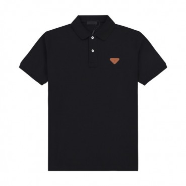 프라다 남성 블랙 폴로 반팔티 - Mens Black Tshirts 