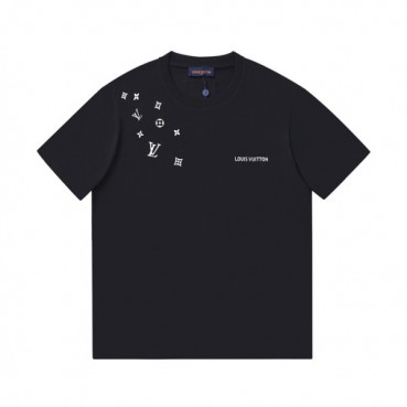 루이비통 남성 블랙 크루넥 반팔티 - Mens  Black Tshirts 